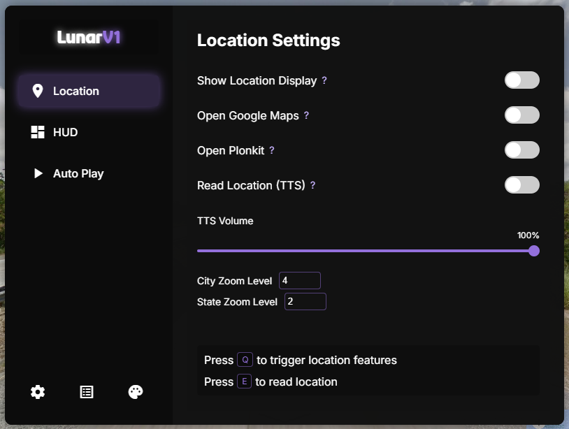 Lunar Menu Interface